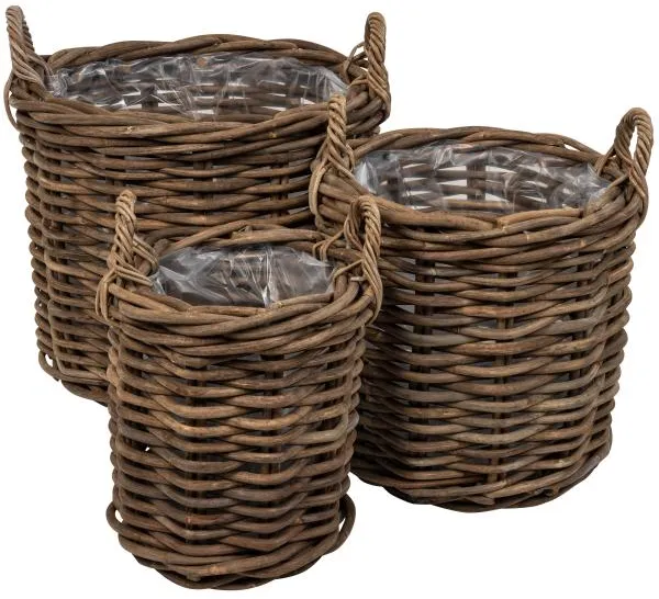 Set med runda korgar med handtag